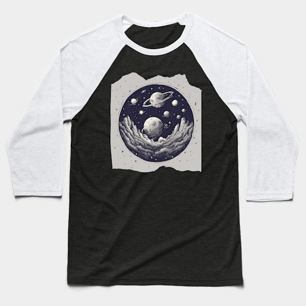 Celestial Bodies Stars Planets Outer Space Astro Baseball T-Shirt by Elysian Alcove